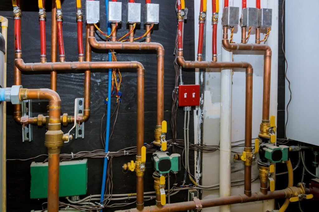Installation de tuyauterie en cuivre et raccordements pour un système de chauffage central à Rouen